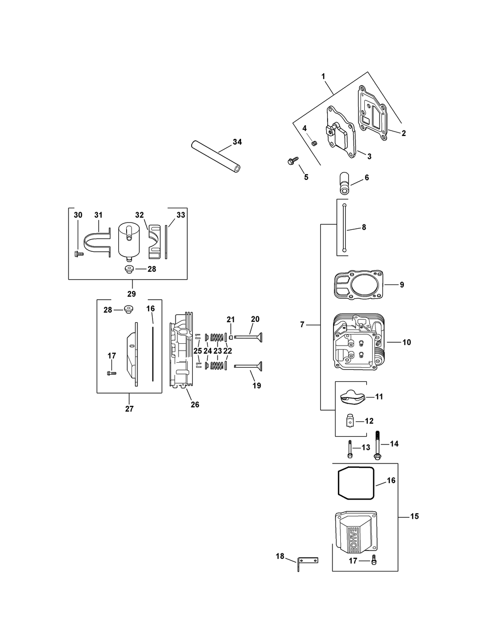 Kohler Cv730-3130 Head, Valve And Breather Diagram and Parts List for L48-KH (53AH8CTB050-25HP)(2011) Cub Cadet Lawn Tractor